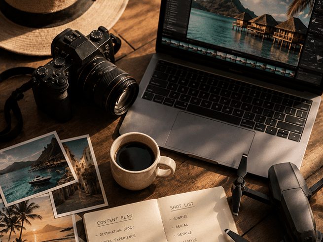 Cinematic travel content creation capturing a luxury destination