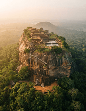 Dramatic aerial perspective of an iconic Sri Lankan landmark
